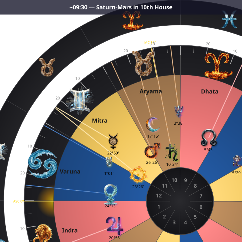 Late morning — Saturn-Mars in 10th House