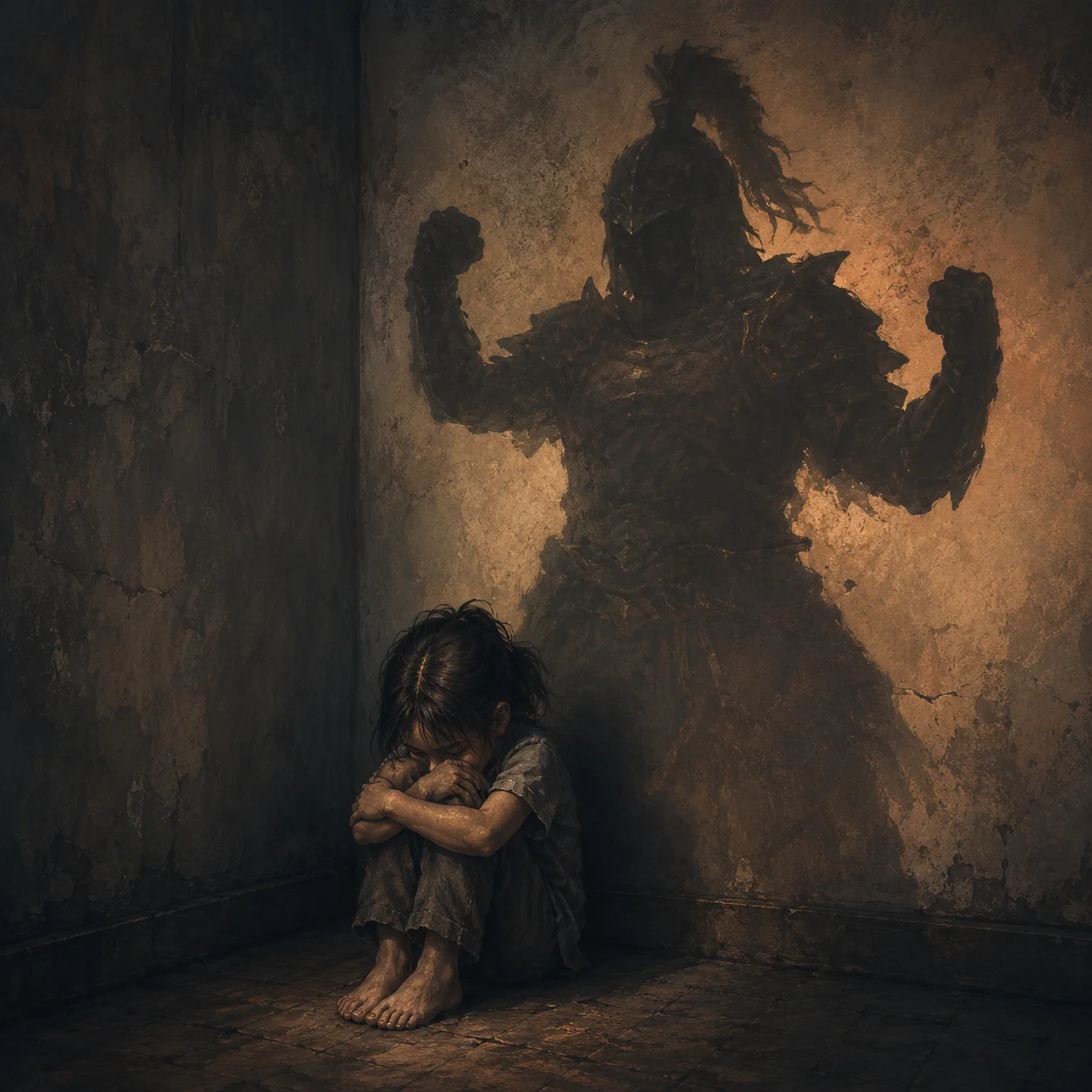 Enfant avec une ombre de guerrier